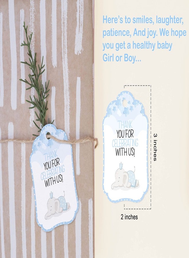 Inkdotpot Baby Shower Thank You Tags - Paper Gift Hang Tags, Elephant Theme, Shower Party Collection - Pack of 50 - Image 2